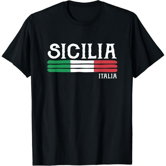 Sicily Italy Sicilian Gift Italian Souvenir Sicilia Italia T-ShirtMen's and women's gift, black and white T-shirt, size: Extra large S-4XL