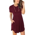 thumbnail image 3 of B91xZ Robe d'Été Élégante pour Femmes Col en V Manches Courtes à Volants Couleur Unie Décontractée Robe d'Été, Rouge S, 3 of 4