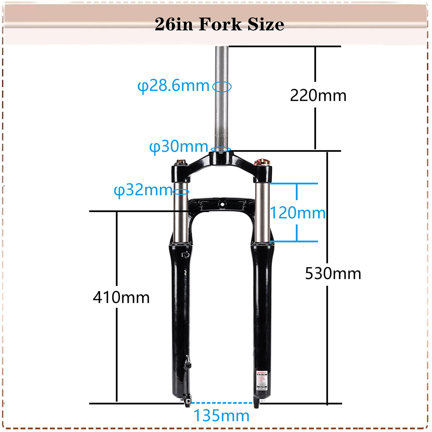 100mm Travel Spacing Hub 135mm 1 1/8 Straight Tube Manual Lockout MTB Suspension 9mm QR Oil Spring Front Forks 【UK Stock】 26 fit Snow Beach Mountain Bike 4.0 inch Fat Tire Mountain Bike Fork 