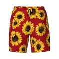 thumbnail image 4 of Lsque Mens Swim Trunks Sunflowers On Red Pattern - Bathing Suit Compression Liner - Beach Swim Shorts Swimwear - (S-3XL) - Stretch Quick Dry -Medium, 4 of 9