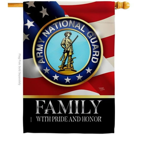 Breeze Decor H108617-BO 28 x 40 in. US Army National Guard Family Honor House Flag with Armed Forces Double-Sided Decorative Vertical Decoration Banner Garden Yard Gift