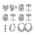 thumbnail image 2 of 01 Pair/Set 18G Viking Rune Round Stud Earrings for Women Men 316L Stainless Steel Cartilage Tragus Helix Piercing Jewelry, 2 of 5