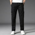 thumbnail image 2 of Dagegui Elastic Waist Cargo Pants for Men Solid Color Straight Fit Trousers Multi Pockets Running Jogger Pant Big and Tall Outdoor Active Pants Black L, 2 of 6