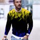 thumbnail image 5 of Camiseta de diario unisex para hombre Estampados gráficos en 3D Tops de manga larga Casual Bloue Pompotops  oipoqjl4665, 5 of 9