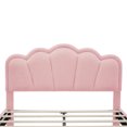thumbnail image 4 of Two-Pieces Full Size Upholstered Flower-Shape, Bedroom Bed Sets with Elegant Flowers Headboard and LED Light Strip, Sherpa Fabric Platform Bed with Storage Ottoman, Pink, 4 of 9