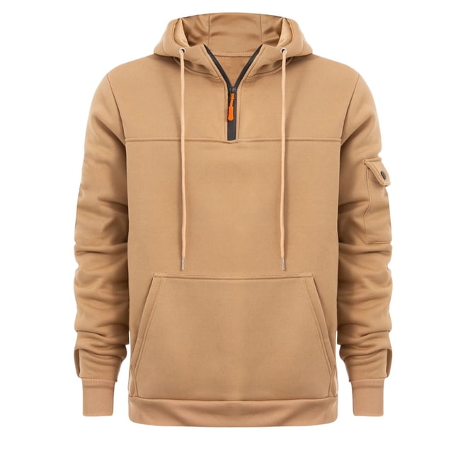 Jalioing Men's Drawstring Hoodies Fashion Quarter Zip Drawstring Athletic Sweatshirt Casual Loose Pullover with Pocket