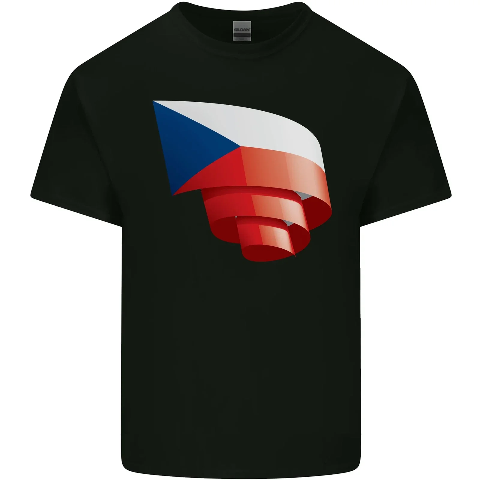 Curled Czechia Flag For Czech Republic National Pride Day Unisex T-Shirt