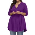 thumbnail image 6 of Long Sleeve Shirts for Women Plus Size V-Neck Loose Solid Short Casual Tops Basic Tops Tee Tshirt Blouse, 6 of 8