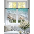 thumbnail image 4 of Sheer Curtains 45 inches Long 2 Panels Set Teal Beige Beach Starfish Seashell Sand Sea Waves Scenery Tiers Sheers Rod Pocket Small Window Short Curtains for Kitchen Cafe, Each 52" W x 45" L, 4 of 7