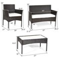 thumbnail image 2 of Costway 4PCS Patio Rotin Osier Meubles Ensemble Coussiné Chaise Verre Table Dessus Jardin, 2 of 9