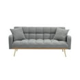 thumbnail image 5 of JERFIT 3-Seater Convertible Sofa Bed for Small Spaces, Adjustable Backrest, Plush Teddy Fabric, Gray Contemporary Futon, 5 of 9
