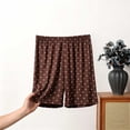 thumbnail image 4 of Shrysg Women's Plus Size Casual Pajama Shorts Summer Wide Leg Elastic Waist with Pockets Black Polka Dot Relaxed Fit Homewear Coffee, 4 of 6