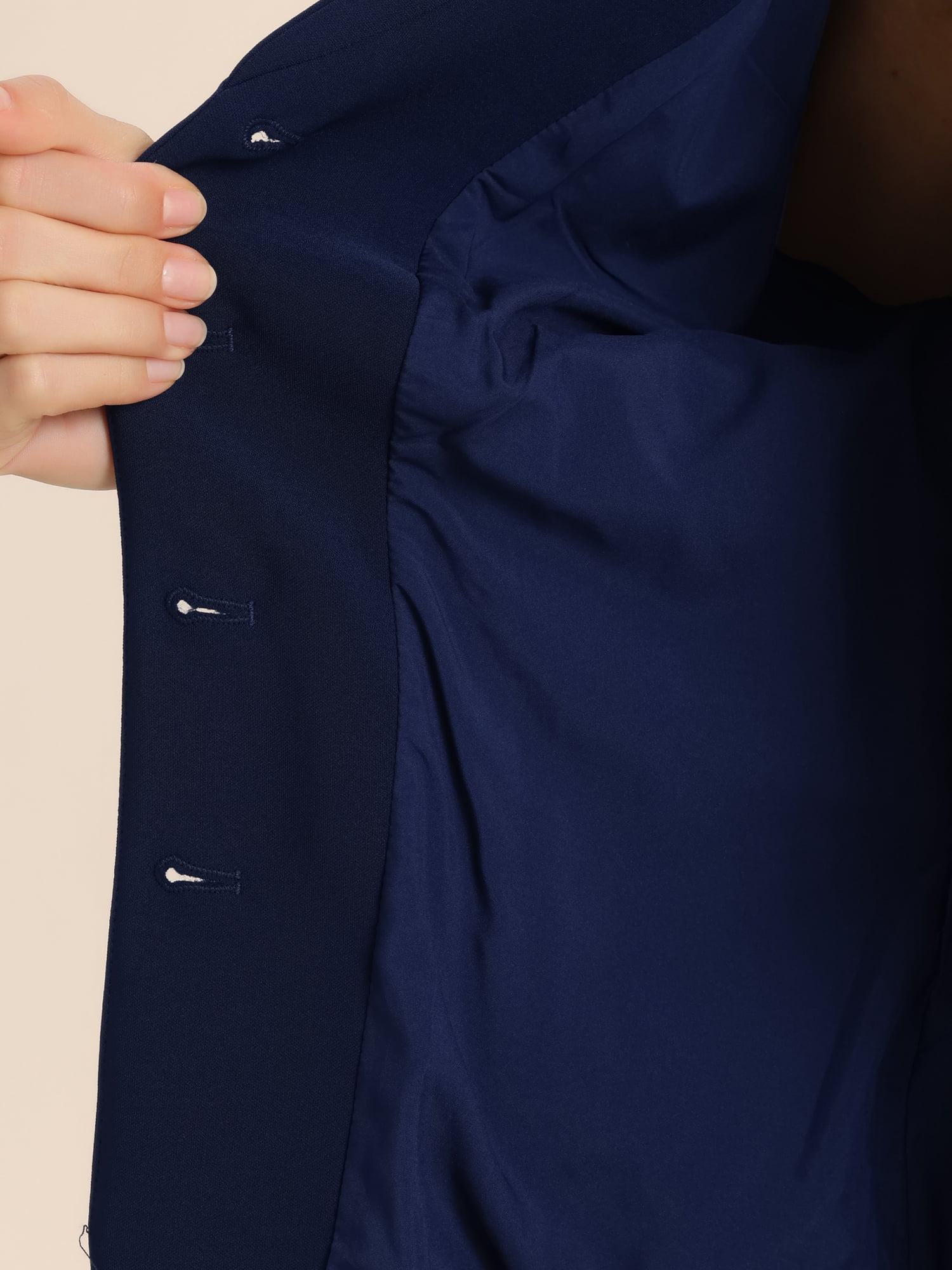 DARING DIVA 2Pcs Women's Notched Collar Business Pencil Skirt Suit Set L Dark Blue