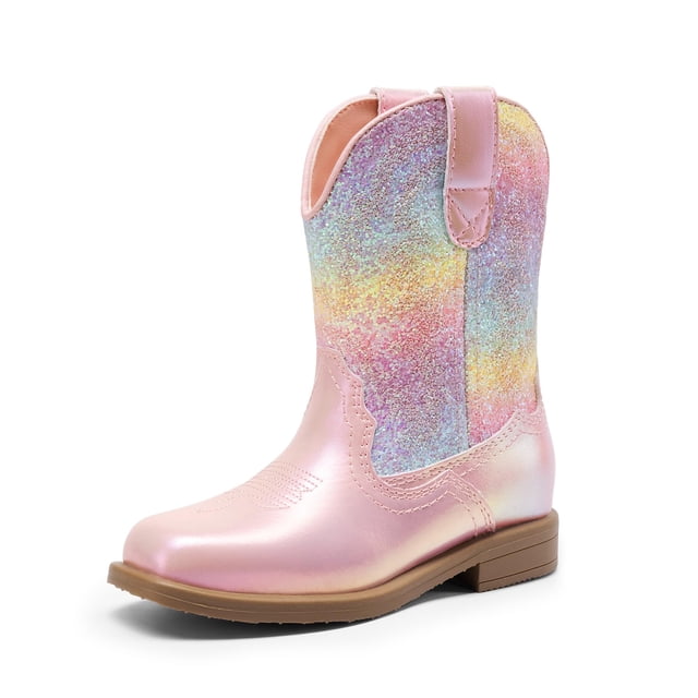 Botas DREAM PAIRS para Niños Vaqueras Punta Cuadrada Media Caña Rosa