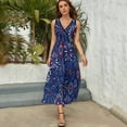 thumbnail image 3 of Red White & Blue Fireworks Womens Night Club Maxi Dress V Neck Sleeveless Bohemia Long Dresses, 3 of 9