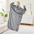 thumbnail image 5 of Wearable Blanket Hoodie, Long Thick Hooded Blanket Oversized for Adults Women Men with Pocket and Sleeves, 5 of 9