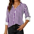 thumbnail image 2 of GigrtiJin Womens Fall Striped Shirts Long Sleeves Button down Fashion Casual Tops Comfy Loose Basic Cardigan Shirt, 2 of 5