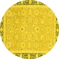 thumbnail image 1 of Ahgly Company Indoor Round Oriental Yellow Traditional Area Rugs, 3' Round, 1 of 4