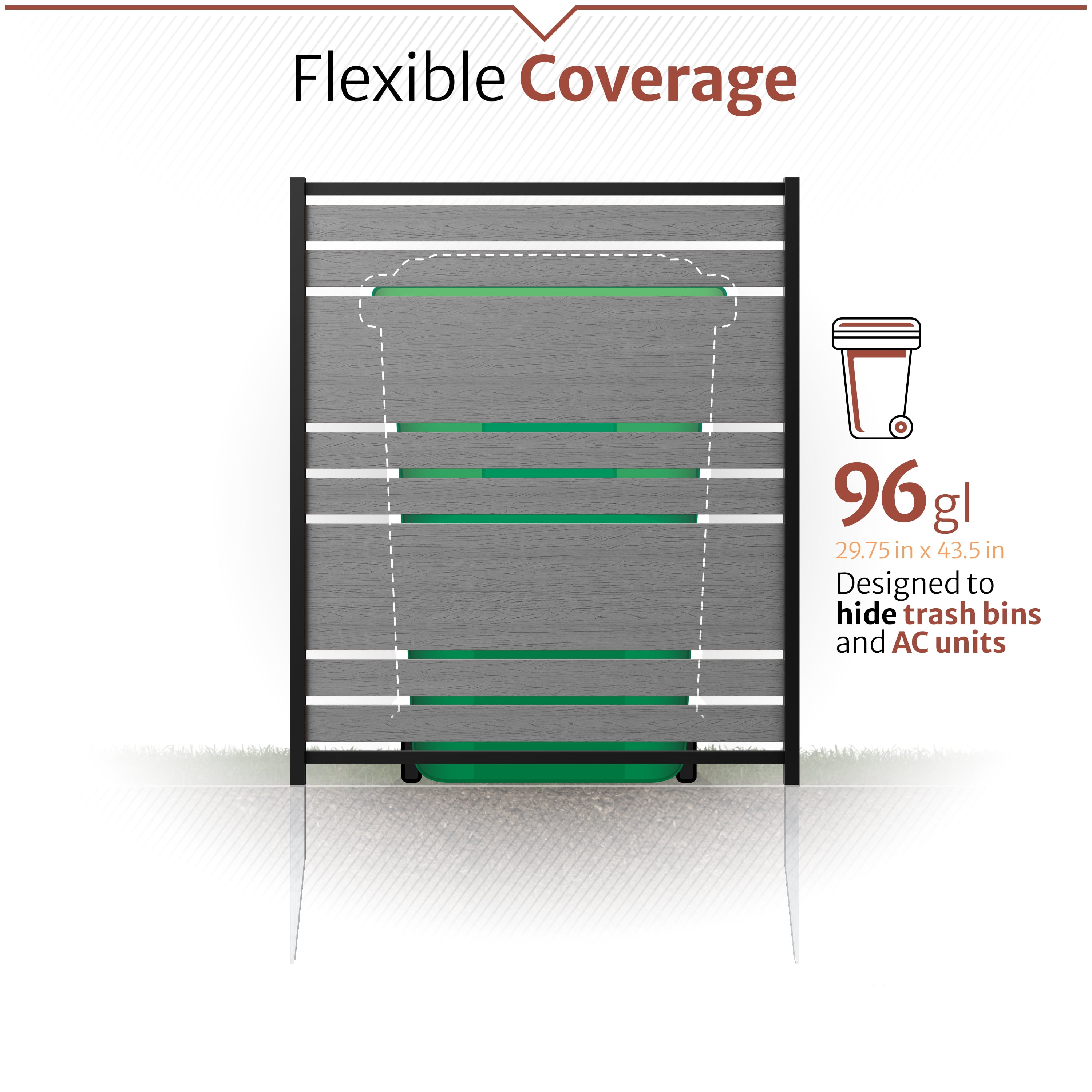 48in H x 40in W (2 Panels) No Dig Enclo Vienna Charcoal Color Privacy Screen, Outdoor Vinyl Privacy Fence Panel, Privacy Wall for Trash Cans & Air Conditioner Fence, Patio Privacy Screen, EC18018