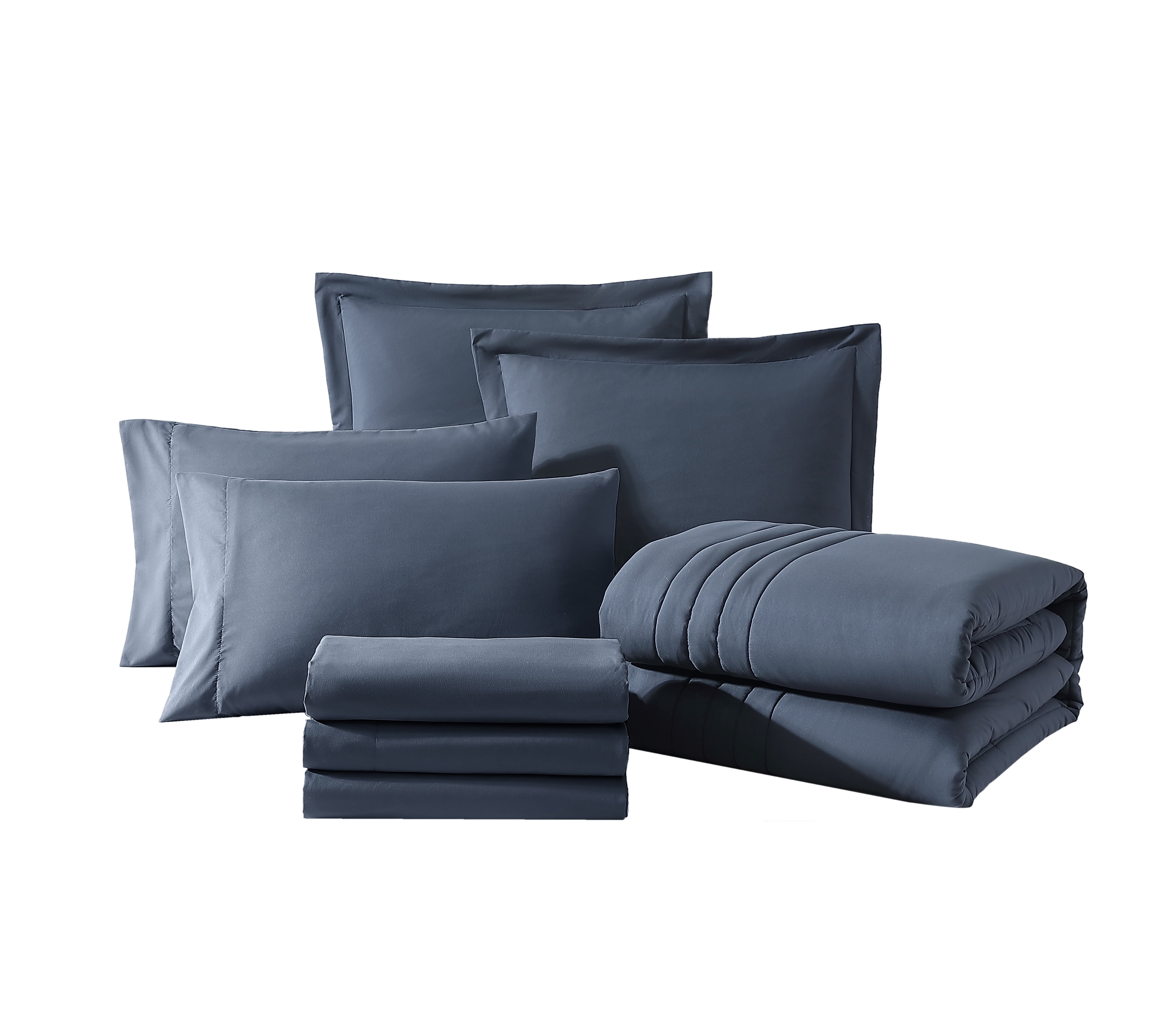 Amberspace 7-piece Bed in a Bag Comforter Set with Sheets,Blue Gray,Full