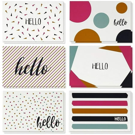 48 Pack All Occasion Assorted Blank on The Inside Note Cards - Greeting Card Bulk Box Set - 6 Modern Hello Designs Notecards with Envelopes Included, 4 x 6 (Best Marriage Card Design)