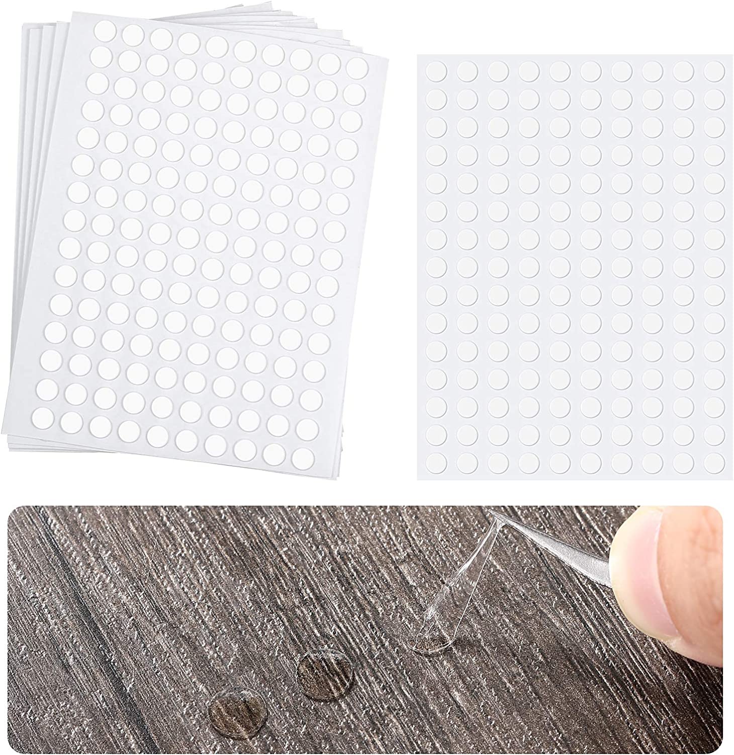 Double-Sided Adhesive Dots Transparent Double-Sided Tape Stickers Round Acrylic No Traces Strong Adhesive Sticker Waterproof Dot Sticker for Craft DIY