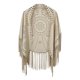 thumbnail image 1 of Poncho holgado con flecos de ante para mujer - Chal abierto con estampado perforado, tejido de poliéster, talla única, elegantes flecos para llevar en ocasiones informales, en la playa y en festivales, 1 of 5