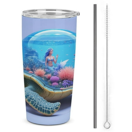 

Turtle with Underwater Scene 20oz Tumbler with Lid And Straw Insulated Mug Stainless Steel Vacuum Double Wall Mug For< Car>