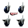 thumbnail image 2 of 3.5 Inch Solid Poly Wheel Swivel 5/8 Inch Threaded Stem Caster Set 2 Brakes, 2 of 2