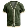 thumbnail image 6 of Sewkxo Men's Linen Shirts Short Sleeve Casual Shirts Button Down Shirt for Men Beach Summer Shirt,Army Green M, 6 of 8