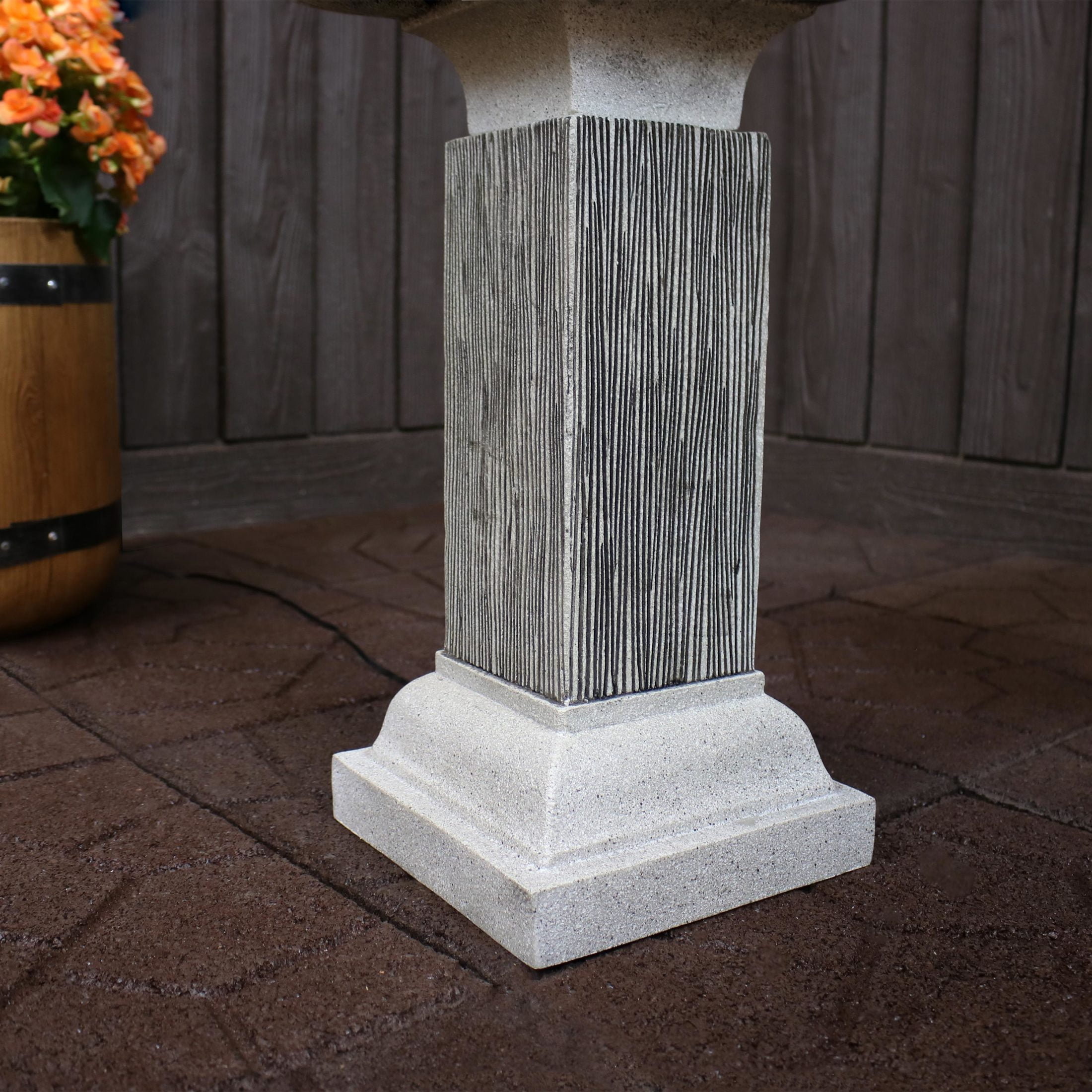 Sunnydaze Contemporary Gray Resin 2-Tier Outdoor Water Fountain