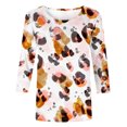 thumbnail image 4 of Pompotops T-shirt Mode Imprimé Ample Manches 3/4 Blouse Col Rond Tops Décontractés Liquidation, 4 of 4