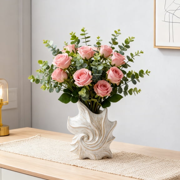 White Ceramic Hydroponic Flower Vase – Elegant Decorative Vase for Home Living Room Tabletop Shelf, Perfect for Fresh Flower Arrangements and Green Plant Cuttings, 6.3*7.6in, White