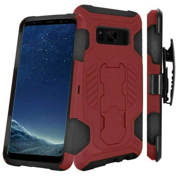 GSA Supercoil Hybrid Kickstand Case w/Holster For Samsung Galaxy S8 Red/Black
