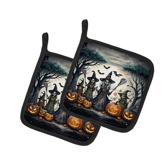 Halloween Pair of Pot Holders 7.5x7.5 Inch Heat Resistant Kitchen Decor