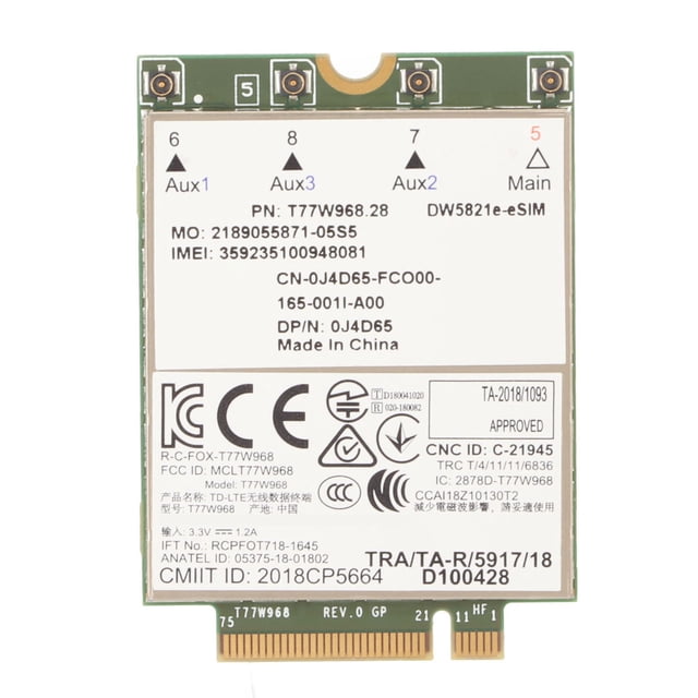 Módulo de red 4G LTE para portátiles Dell, 1 GBPS, compatible con Cat16 E ESIM, módulo de tarjeta de red T77W968