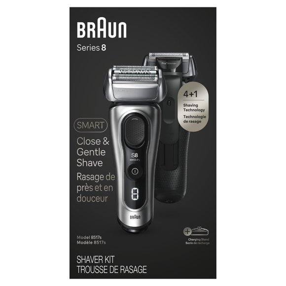 Braun Series 8 Electric Shaver for Men, with 4+1 Shaving Elements & Precision Long Hair Trimmer, Close & Gentle Even on Dense Beards, Wet & Dry Electric Razor with 60min Runtime, Made in Germany, 8517
