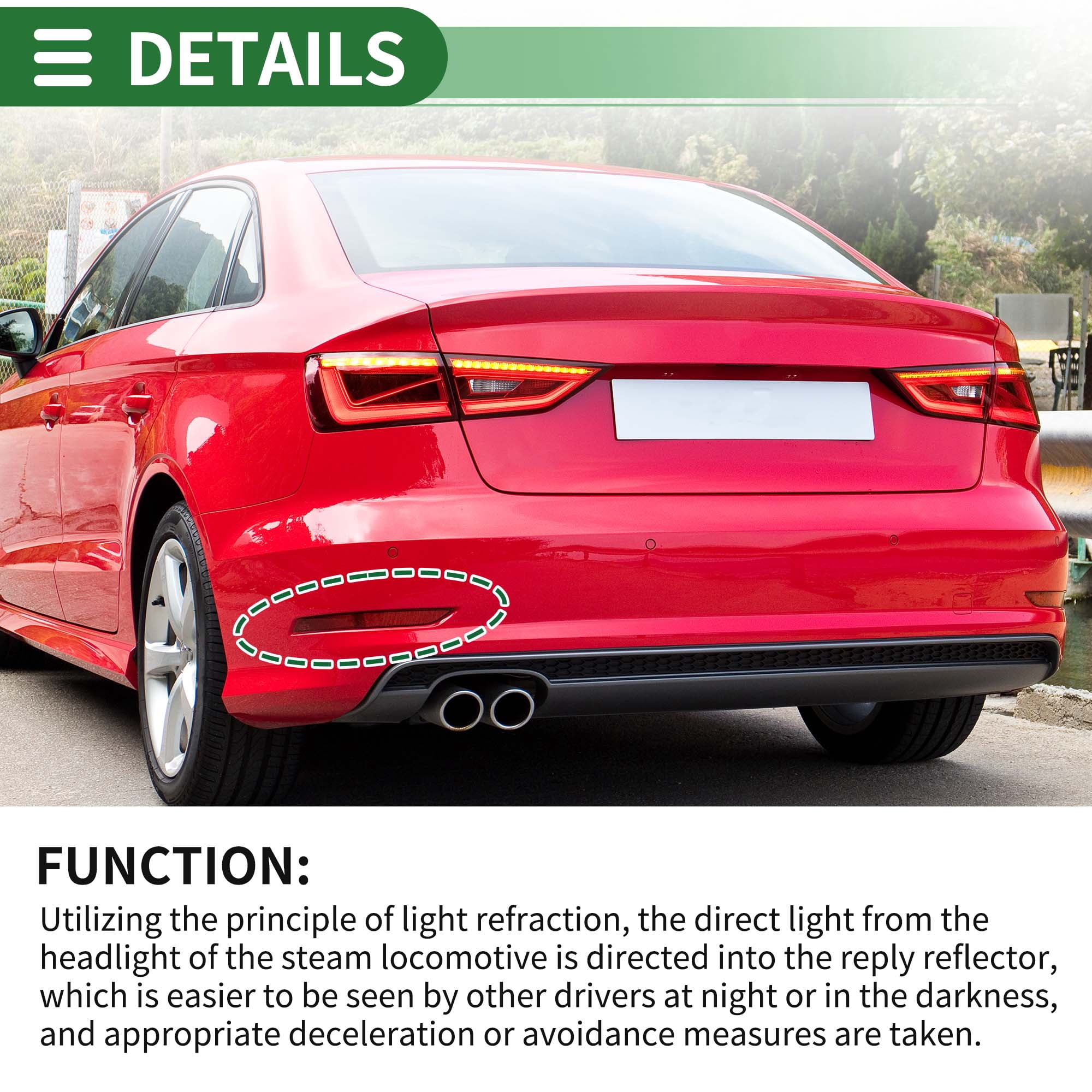 Unique Bargains Bumper Reflector Side Marker for Audi A3 2014-2016