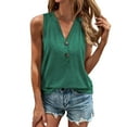 thumbnail image 2 of Women's V Neck Tank Tops Summer Sleeveless Button Casual Henley Shirts Green S, 2 of 3