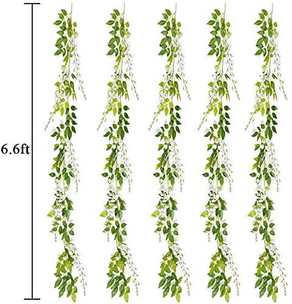 Wisteria Garland Artificial Flowers Wisteria Vine - 5Pcs Total 33ft Fake Wisteria Hanging Flower