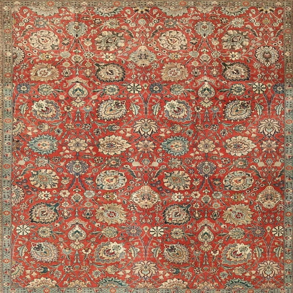 Ahgly Company Machine Washable Indoor Square Traditional Light Copper Gold Area Rugs, 4' Square