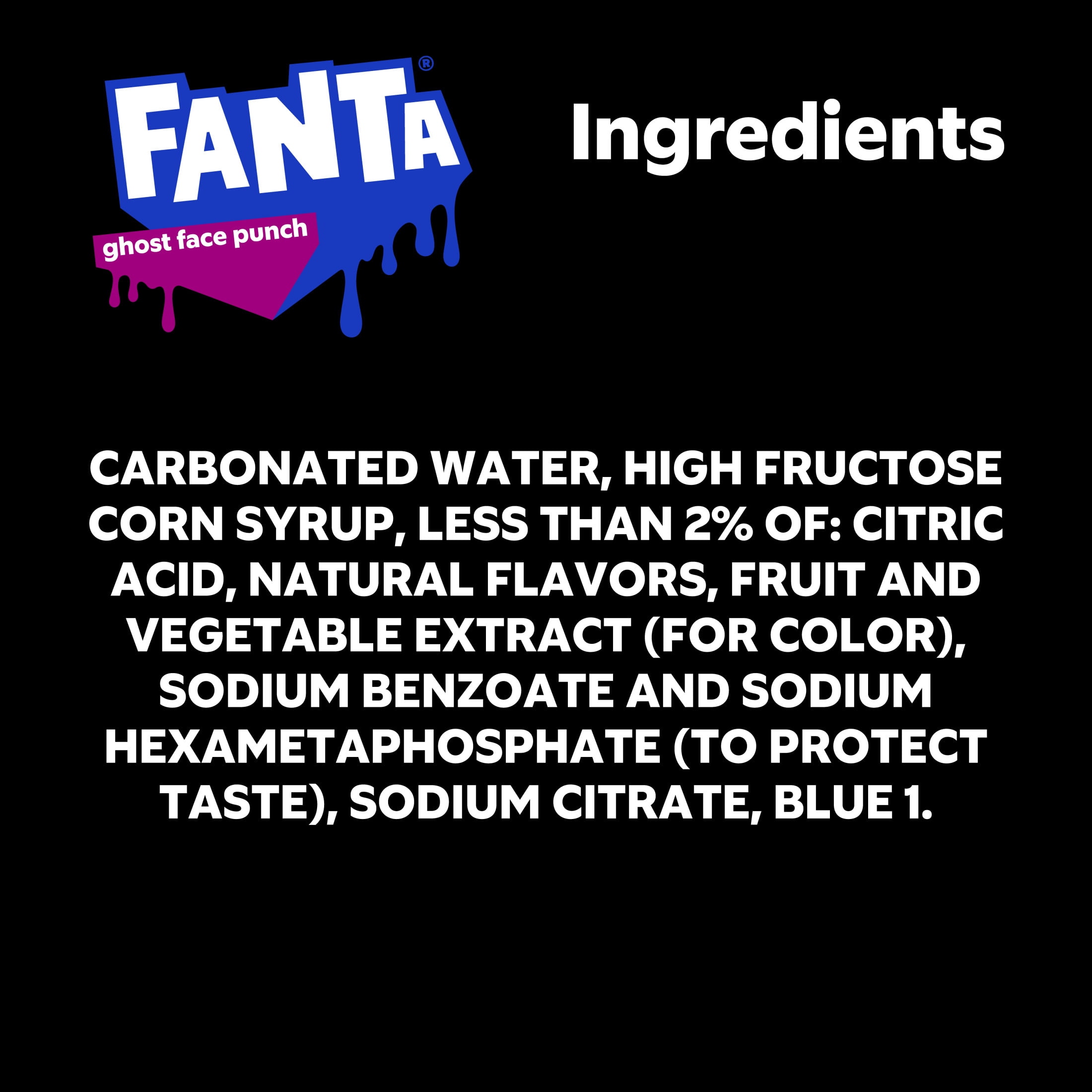 Fanta Ghost Face Punch Soda Pop Bottle, 20 fl oz