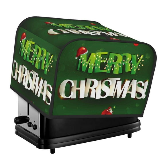 Honeii Merry Christmas Print 4 slice Toaster Cover, Two Slice Toaster Dust-proof Cover For Kitchen Small Appliance and Fingerprint Protection