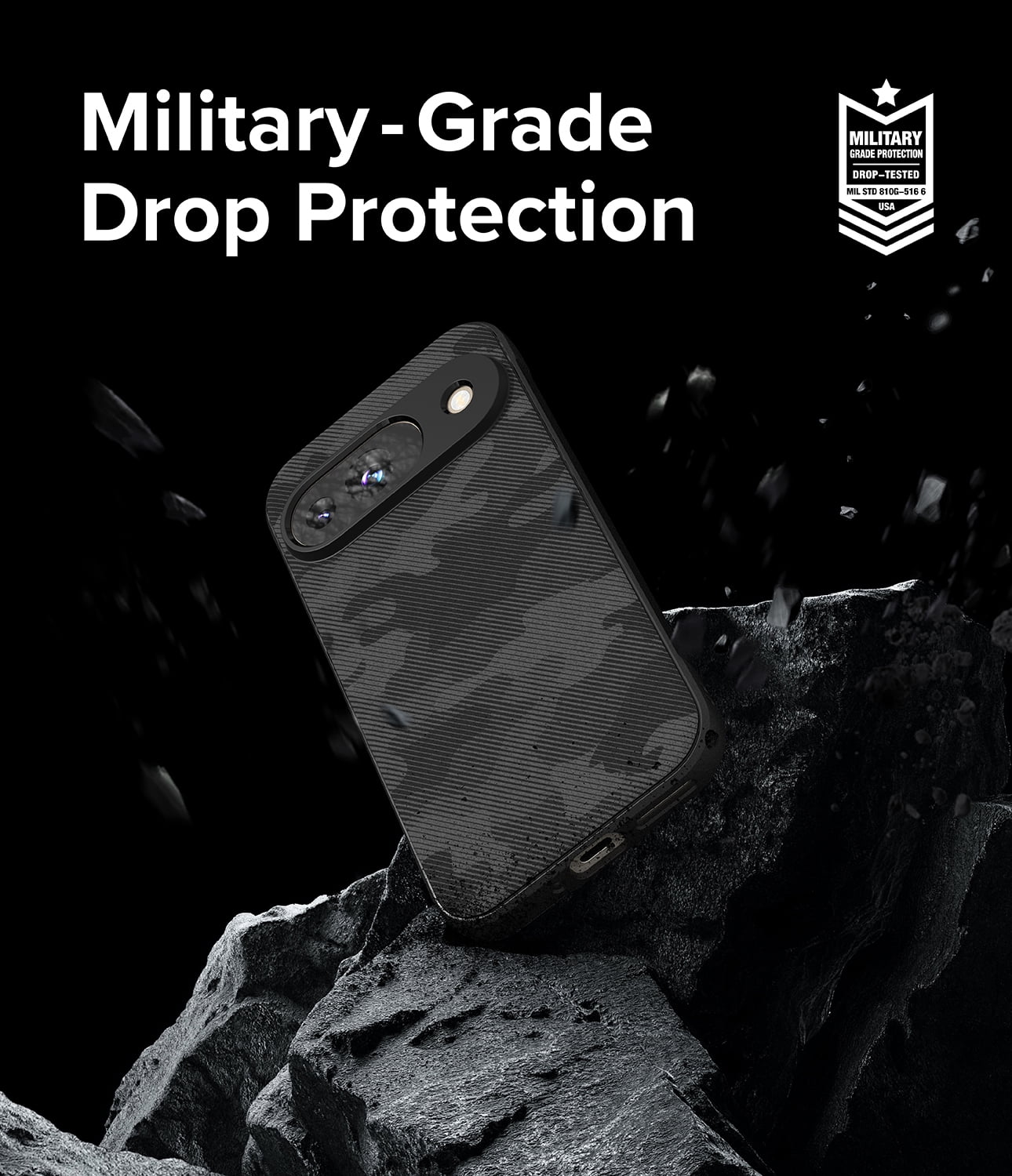 Ringke Pixel 9 [Onyx] High Quality Flexible Heavy Duty Durable Phone Case - Camo Black