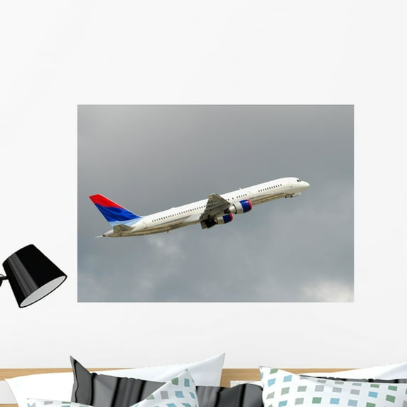 Modern Passenger Jet Boeing Wall Mural Decal by Wallmonkeys Vinyl Peel and Stick Graphic (36 in W x 26 in H)