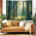 thumbnail image 4 of Sunlit Forest Landscape Tapestry, Tranquil Nature Wall Hanging for Room Decor, Peaceful Greenery Home Decor 40''L x 30''W, 4 of 7