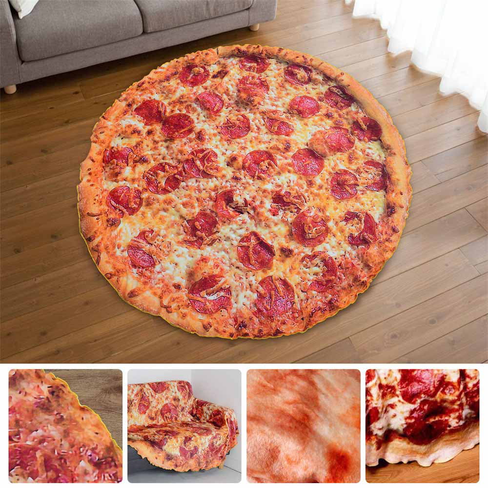 Large Super Soft Plush Reversible Round Pizza Blanket 60" 