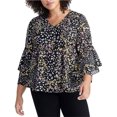 thumbnail image 1 of Rachel Roy Blusa con volantes florales para mujer, negro, 14W, 1 of 1