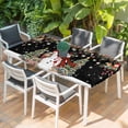 thumbnail image 2 of Black Christmas Table Cloths for 5 Foot Rectangle Tables, Snowman Xmas Tree Ball Snowflake Winter Patio Waterproof Elastic Fitted Tablecloths, Washable Rectangular Table Cover for Camping, 2 of 8