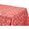 thumbnail image 1 of 1 Pc, Wedding Rosette Satin 90"X156" Rectangular Tablecloth - Coral For Baby Showers, Quinceaneras, Birthday Celebrations & Special Occasion, 1 of 1